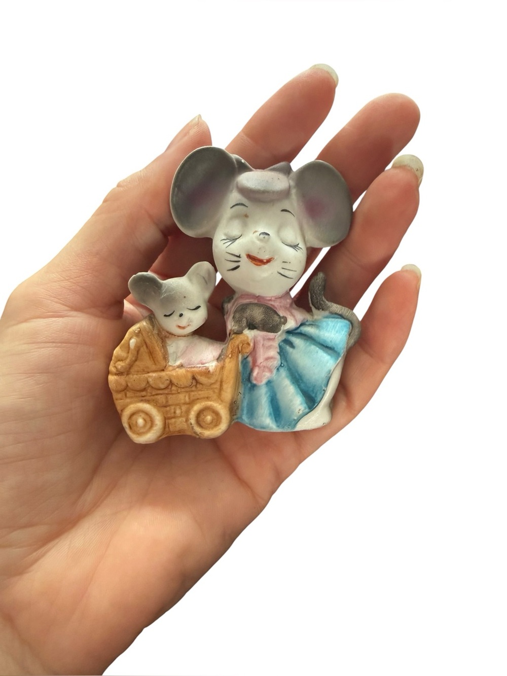 Vintage bisque anthropomorphic mice figurine